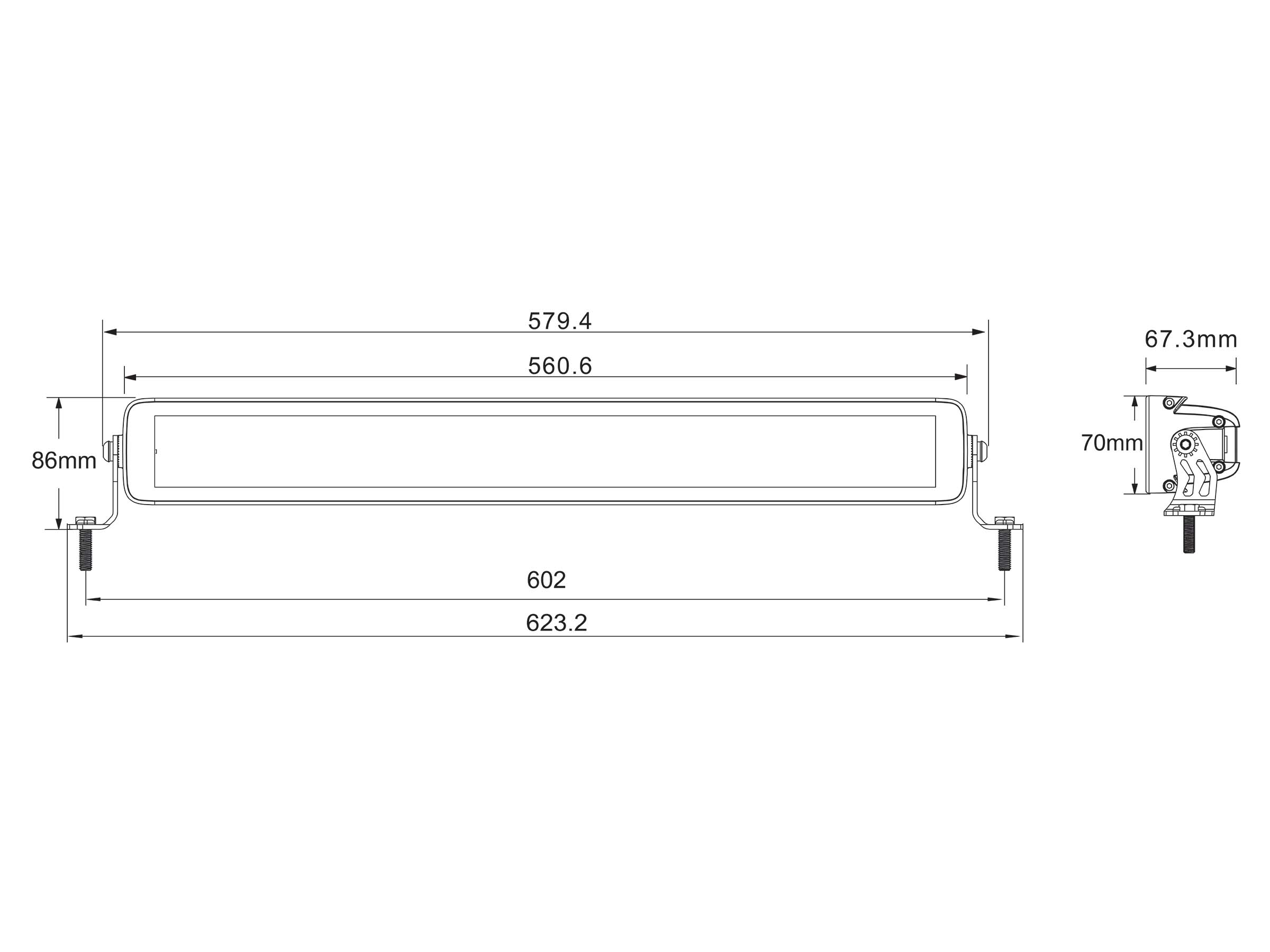 BriodLights Ljusramp Dubbelradig Pos. ljus Mörk 5500lm 22" - 4