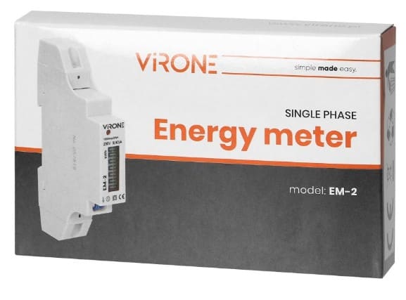 Elmätare 1-fas 230V, för camping, hamnar m.fl., elektronisk energimätare med impulsutgång, IP51, MID certifierad, Virone - 2