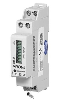Elmätare 1-fas 230V, för camping, hamnar m.fl., elektronisk energimätare med impulsutgång, IP51, MID certifierad, Virone