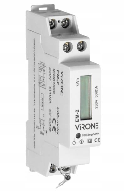 Elmätare 1-fas 230V, för camping, hamnar m.fl., elektronisk energimätare med impulsutgång, IP51, MID certifierad, Virone - 6