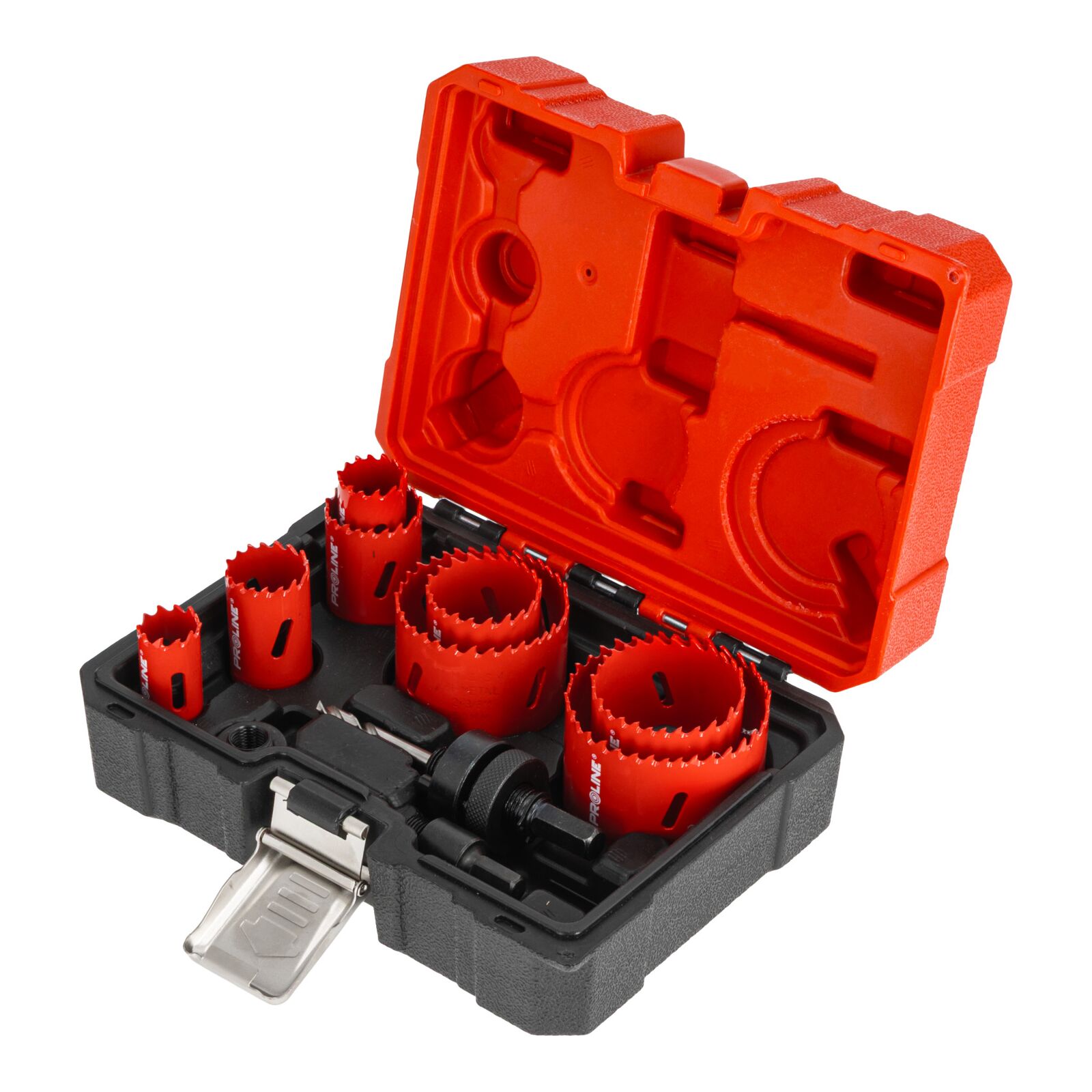 PROLINE TOOLS Hålsågsset bi-metall 8 delar 22-68 mm, HSS M3, 2 adaptrar, pilotborr, 38 mm borrdjup, 4/6 TPI, fjäderstål, Proline