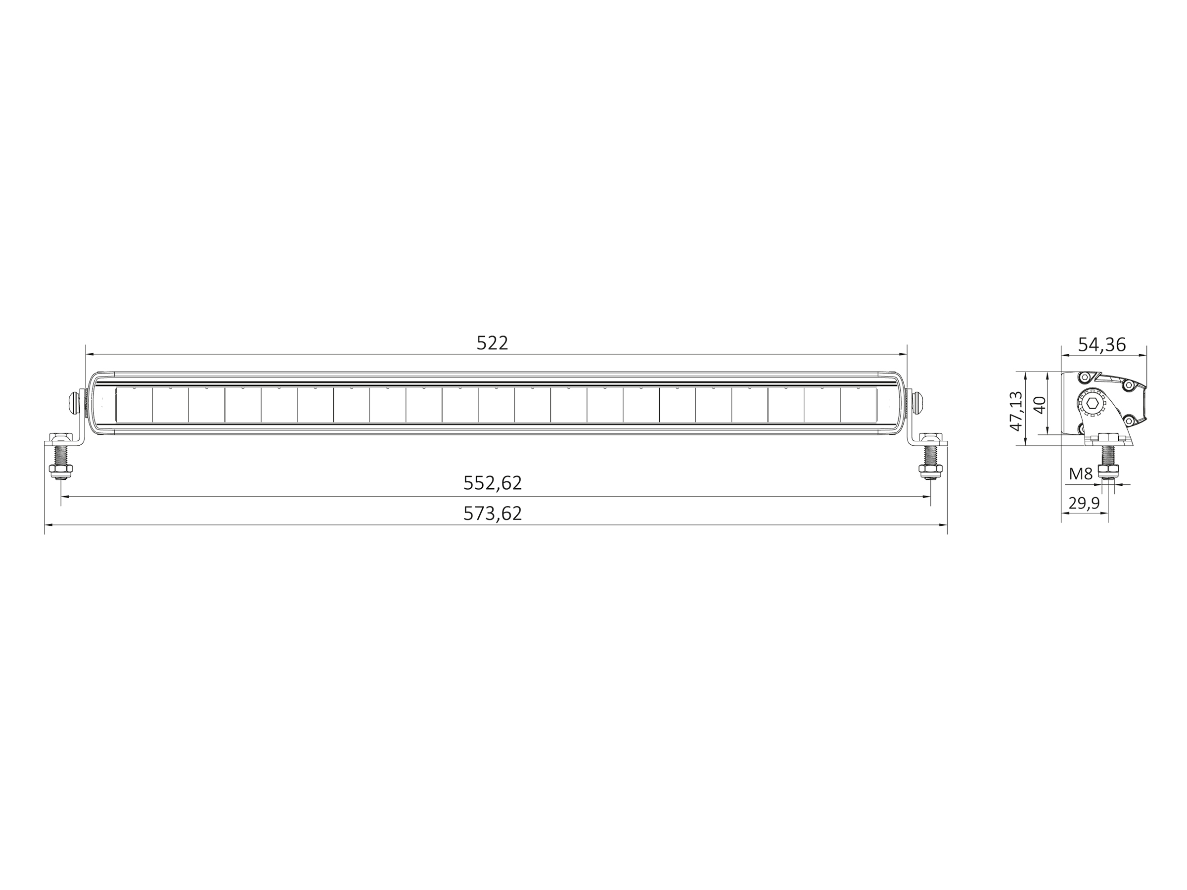 BriodLights NEX LED Arbetsljusramp 522 mm - 4