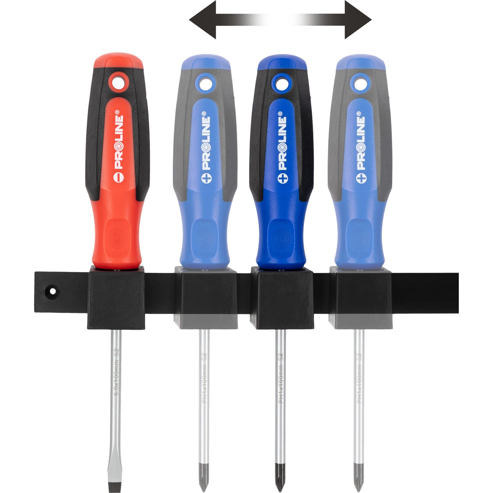 PROLINE TOOLS Skruvmejselsats 8 Delar, S2 Stål HRC 59, Ergonomisk Soft-Touch, Magnetisk, Slitsad och Phillips, Proline - 6