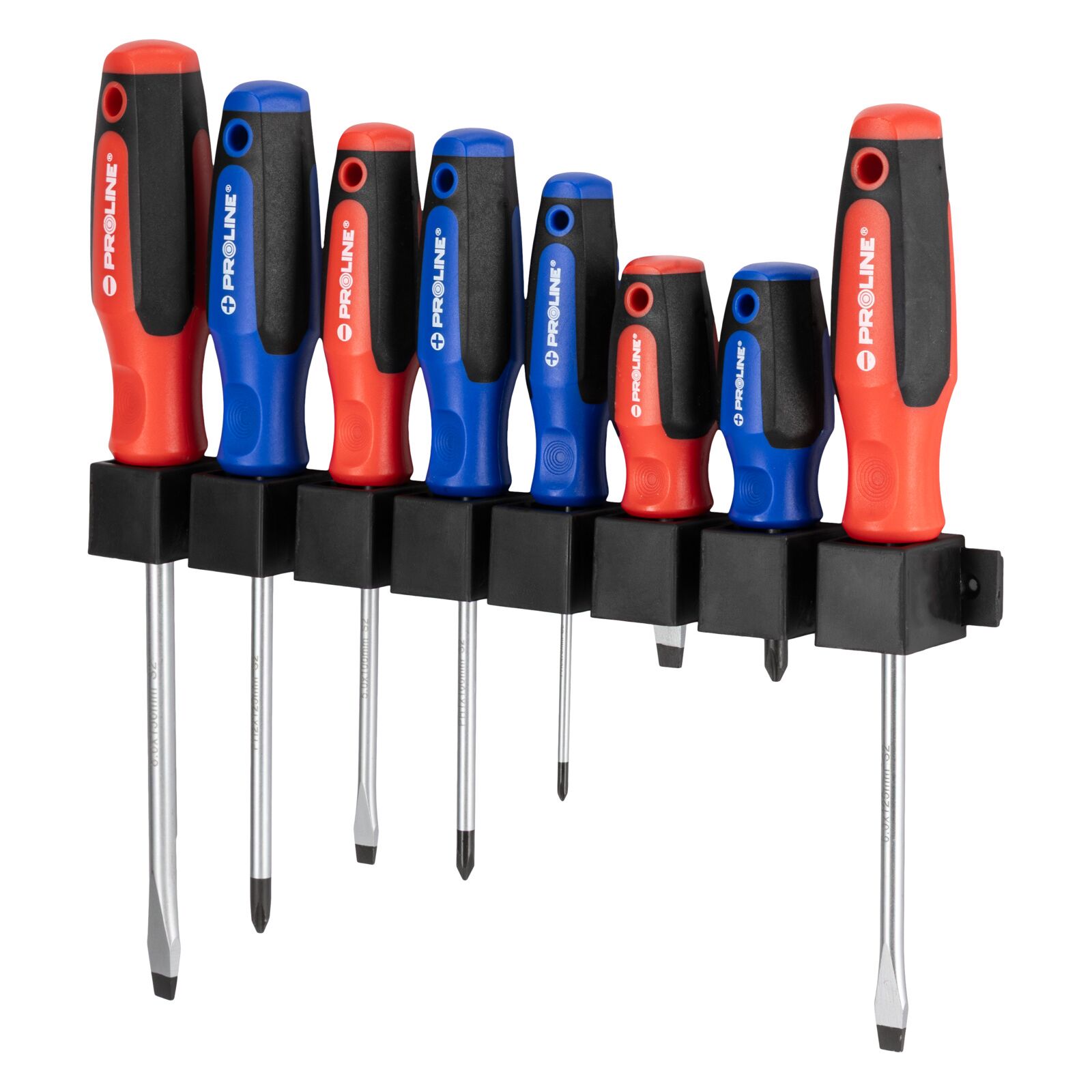 PROLINE TOOLS Skruvmejselsats 8 Delar, S2 Stål HRC 59, Ergonomisk Soft-Touch, Magnetisk, Slitsad och Phillips, Proline - 2