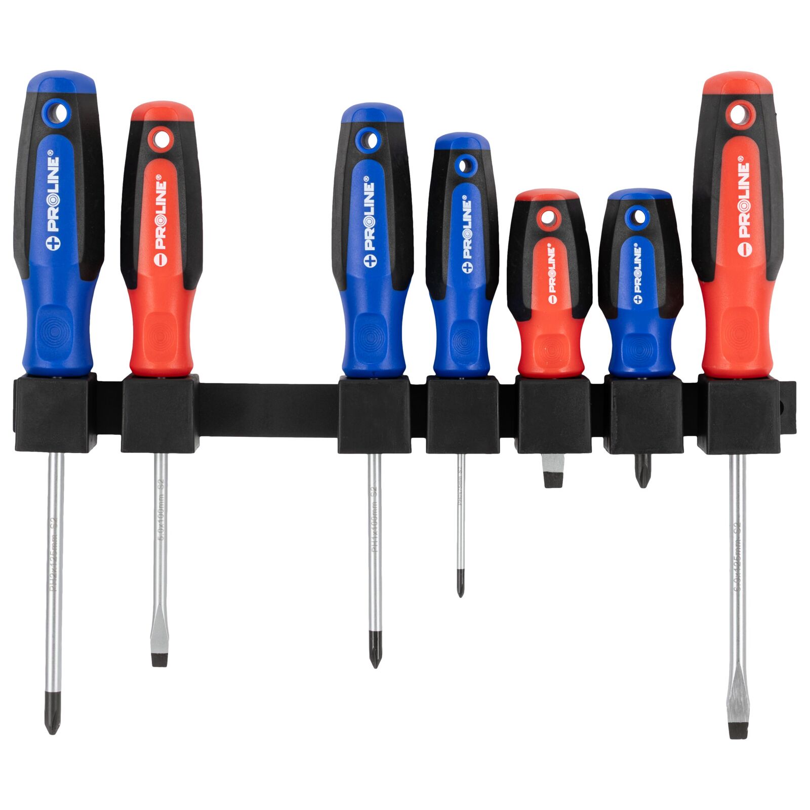 PROLINE TOOLS Skruvmejselsats 8 Delar, S2 Stål HRC 59, Ergonomisk Soft-Touch, Magnetisk, Slitsad och Phillips, Proline - 4