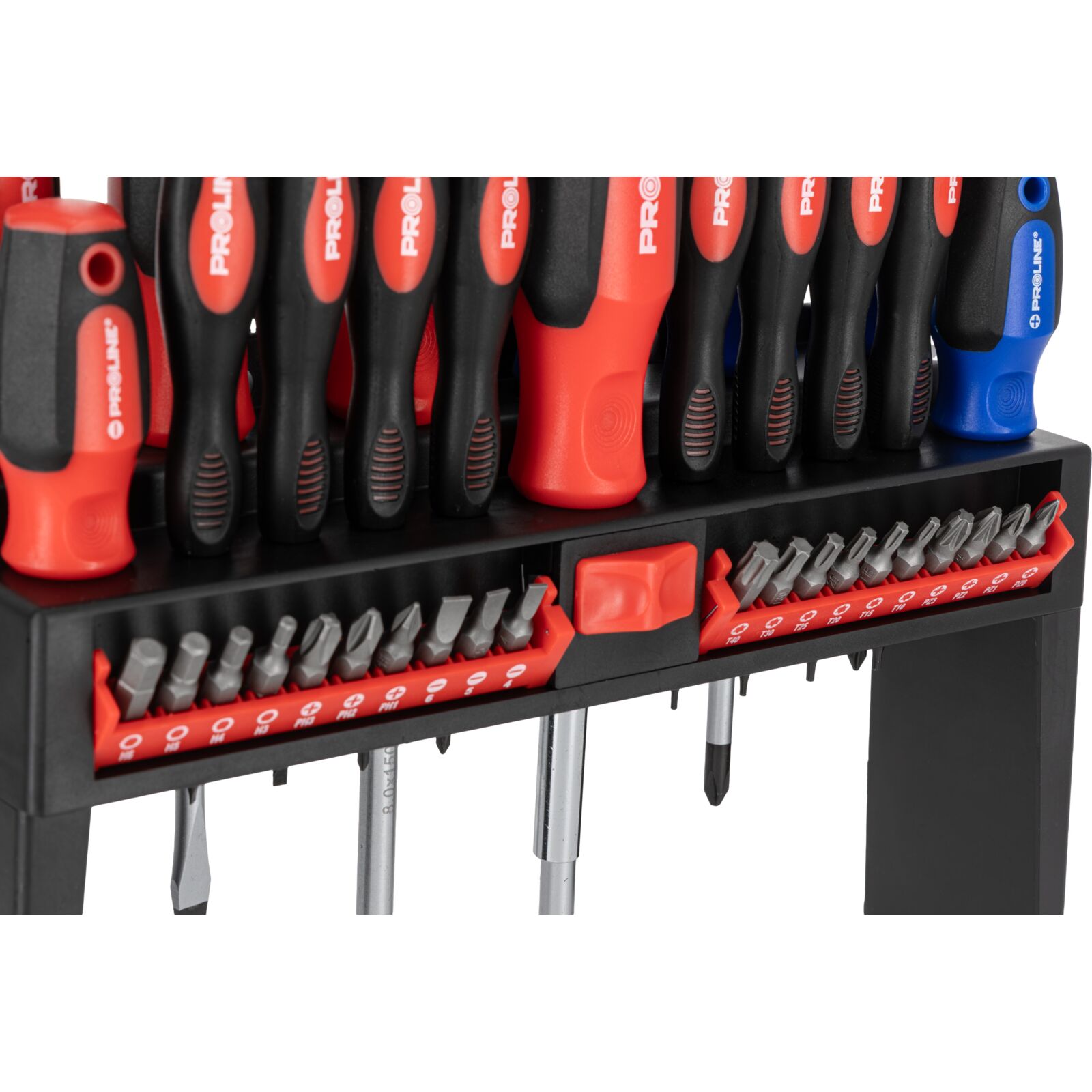 PROLINE TOOLS Skruvmejselset 37 delar, S2 stål, HRC 59±2, magnetisk spets, ergonomiskt soft-touch handtag, ställ, Proline - 6