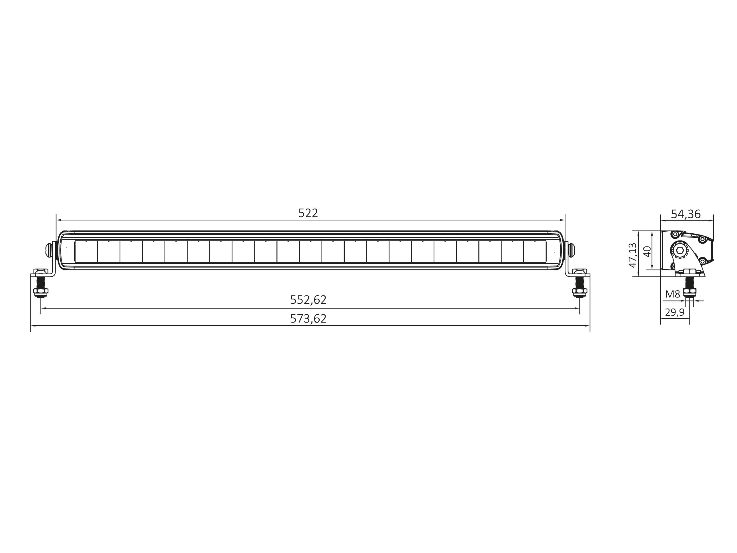 BriodLights NEX Arbetsljusramp Pos.ljus+Varning 522 mm - 4