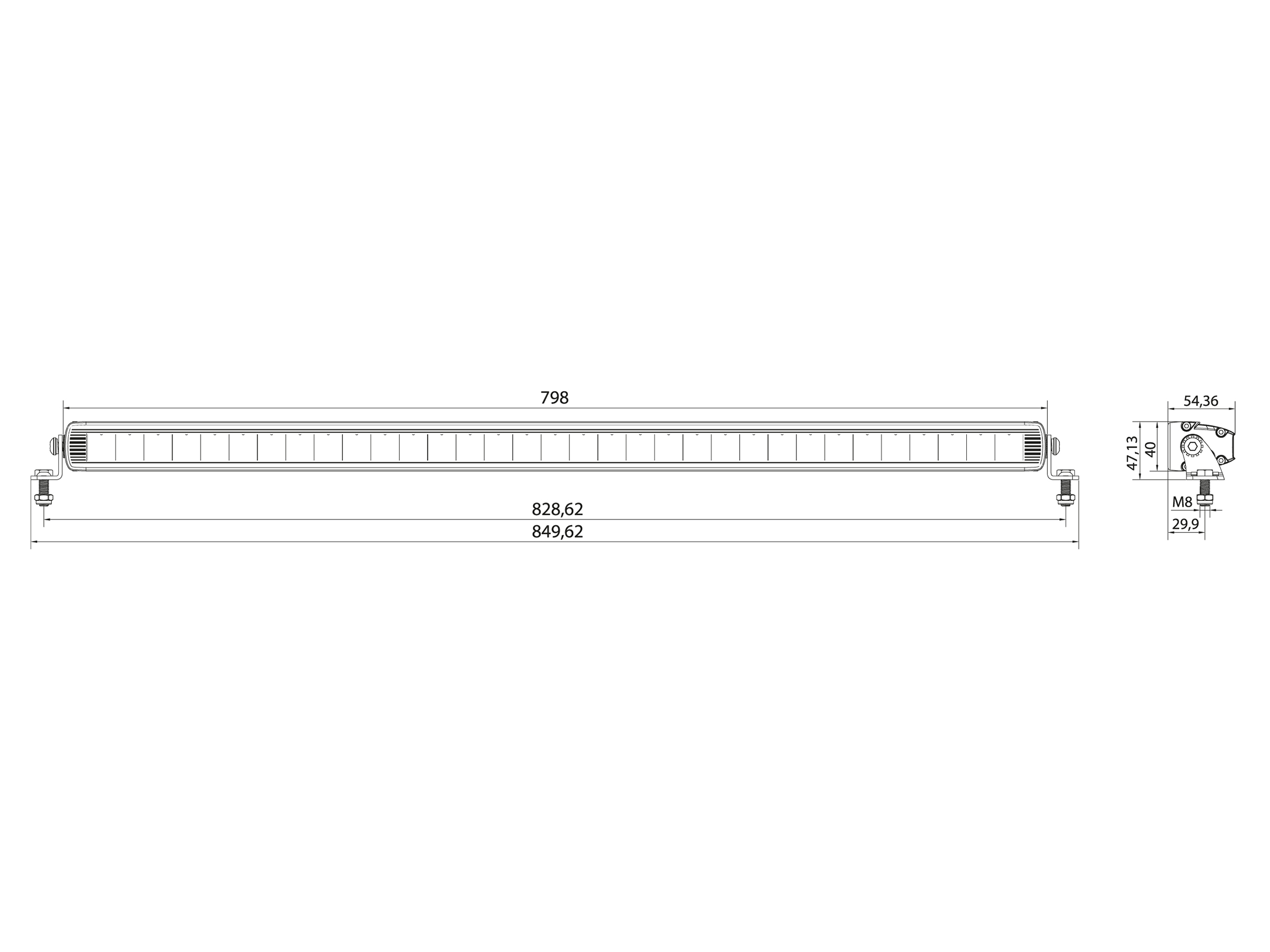BriodLights NEX Arbetsljusramp Pos.ljus+Varning 798 mm - 4