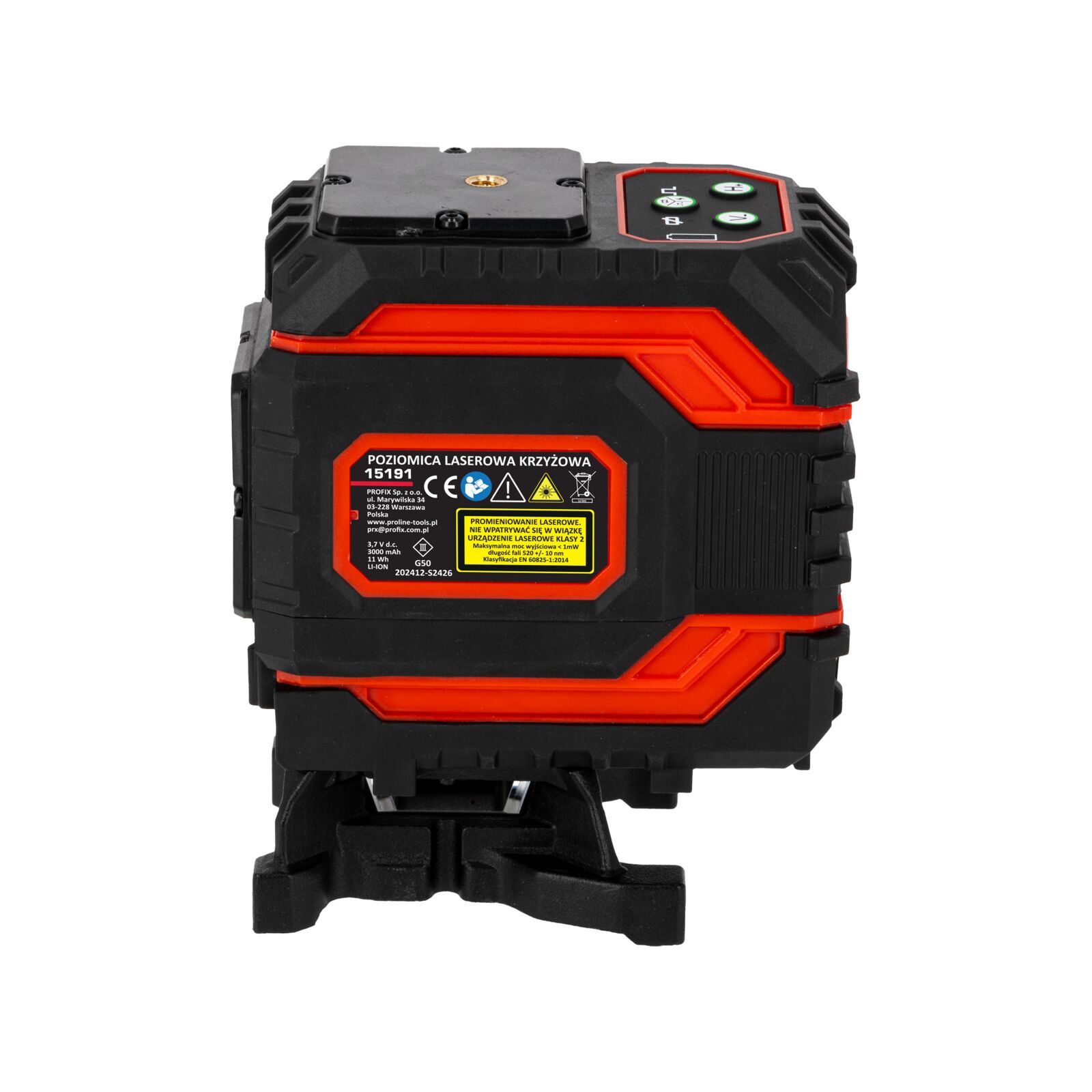 PROLINE TOOLS Laservattenpass 360° grönt korslaserkit 2D självinställande, 2 strålar, l=25m, ±1.5 mm/5m, IP54, Li-Ion 3000mAh, 5/8 och 1/4 stativgänga, Proline - 6