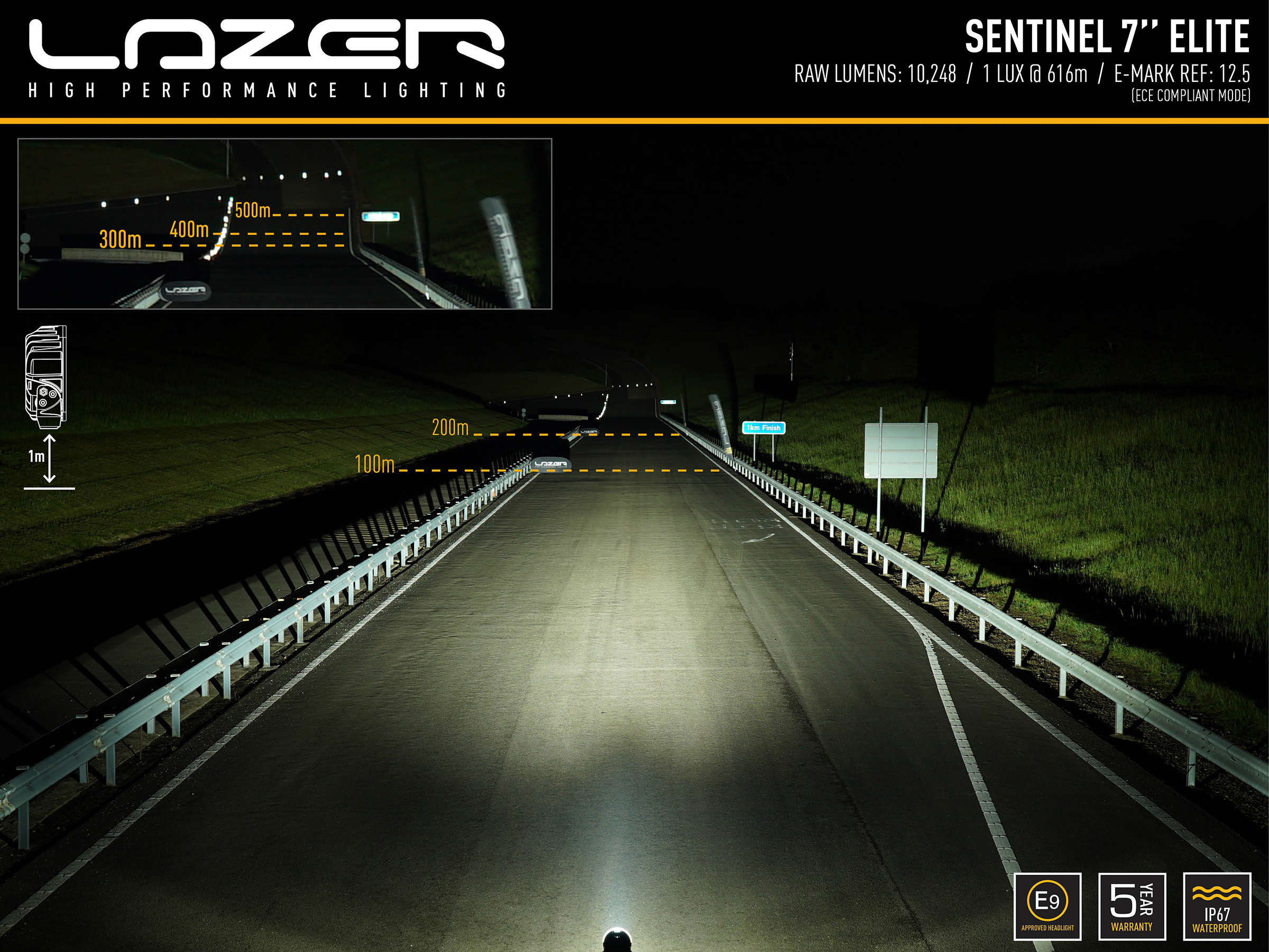 Lazer Sentinel Elite LED extraljus 7” Black Positionsljus - 3