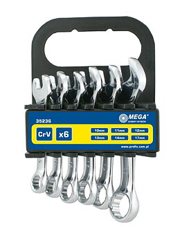 Mega U-ringnyckelsats, kombinyckelsats, blocknyckelsats, 6st korta 10-17 mm, CV