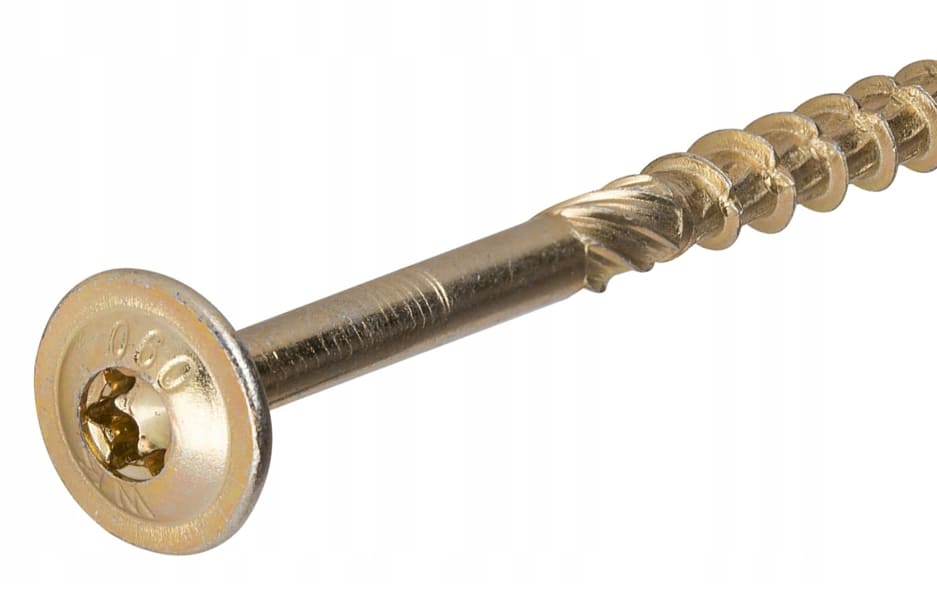 Konstruktionsskruv för trä med brickskalle TX, TORX C4 gulförzinkad, 4 x 30 till 6 x 200, 300 till 1000st per paket, Klimas (Skruvstorlek och mängd : 5 x 50 / 500 st.) - 5