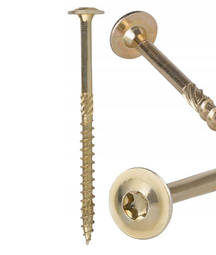 Konstruktionsskruv för trä med brickskalle TX, TORX C4 gulförzinkad, 4 x 30 till 6 x 200, 300 till 1000st per paket, Klimas (Skruvstorlek och mängd : 5 x 50 / 500 st.) - 3