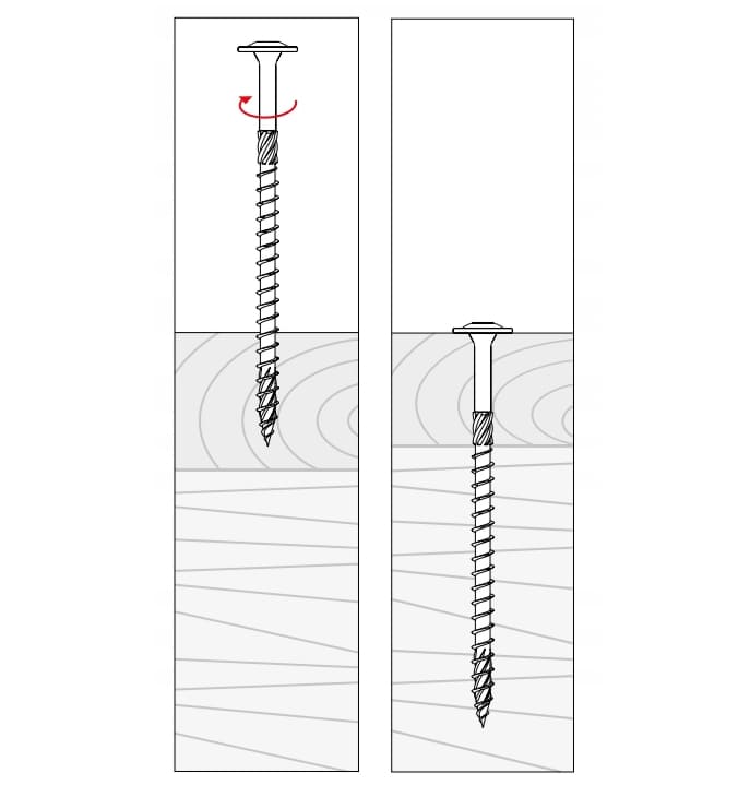 Konstruktionsskruv för trä med brickskalle TX, TORX C4 gulförzinkad, 4 x 30 till 6 x 200, 300 till 1000st per paket, Klimas (Skruvstorlek och mängd : 6 x 100 / 200 st.) - 7