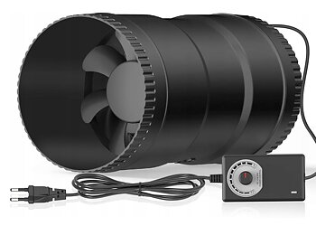 Kanalfläkt 150 mm, mycket tyst drift med hastighetsregulator