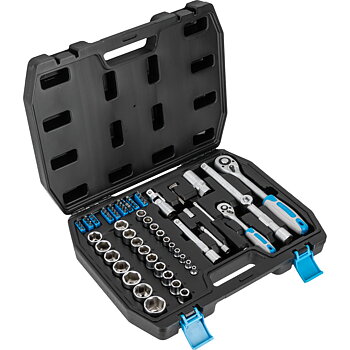 Mega Hylsnyckelsats 72st 1/2, 1/4, hylsor 4-27 mm, 2 spärrhandtag, bits m.m.