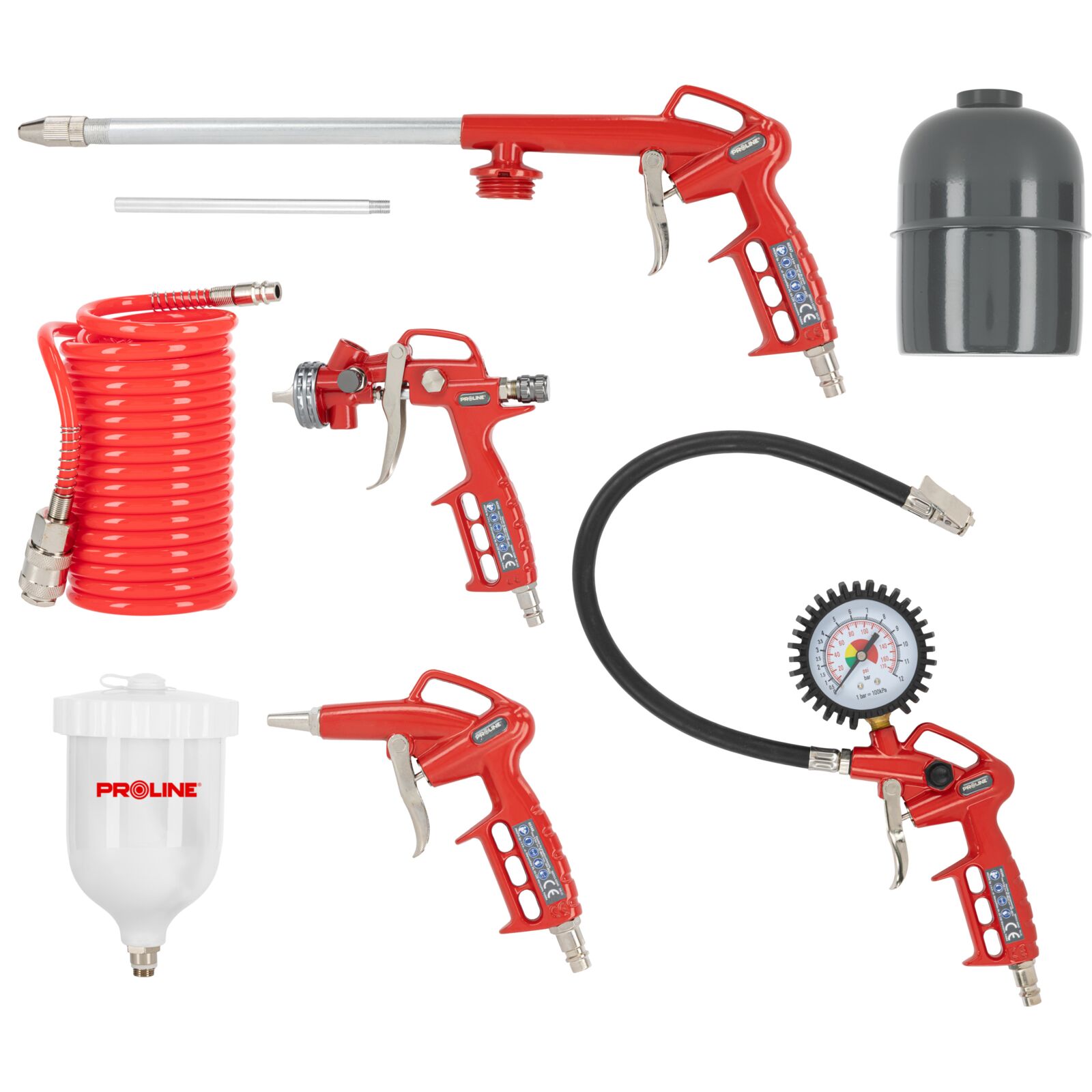 PROLINE TOOLS Luftpistolsset med slang 5 delar, Proline