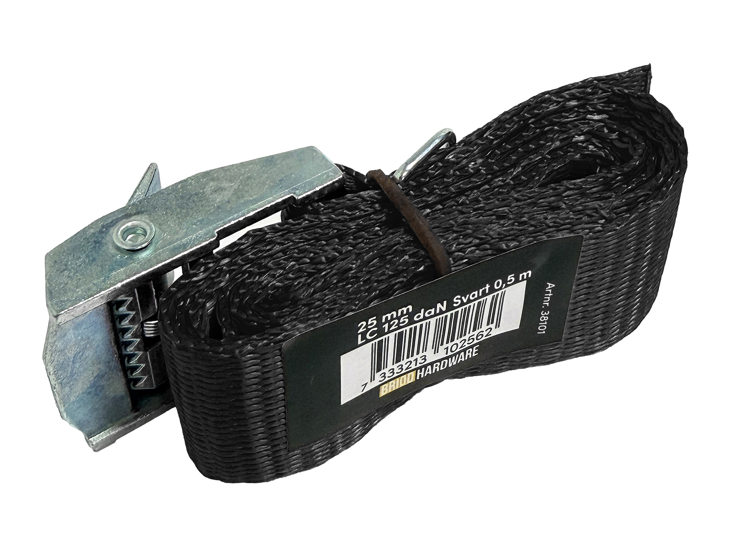 Spännband 25 mm, 0,5 m svart LC: 125 daN Briod Hardware