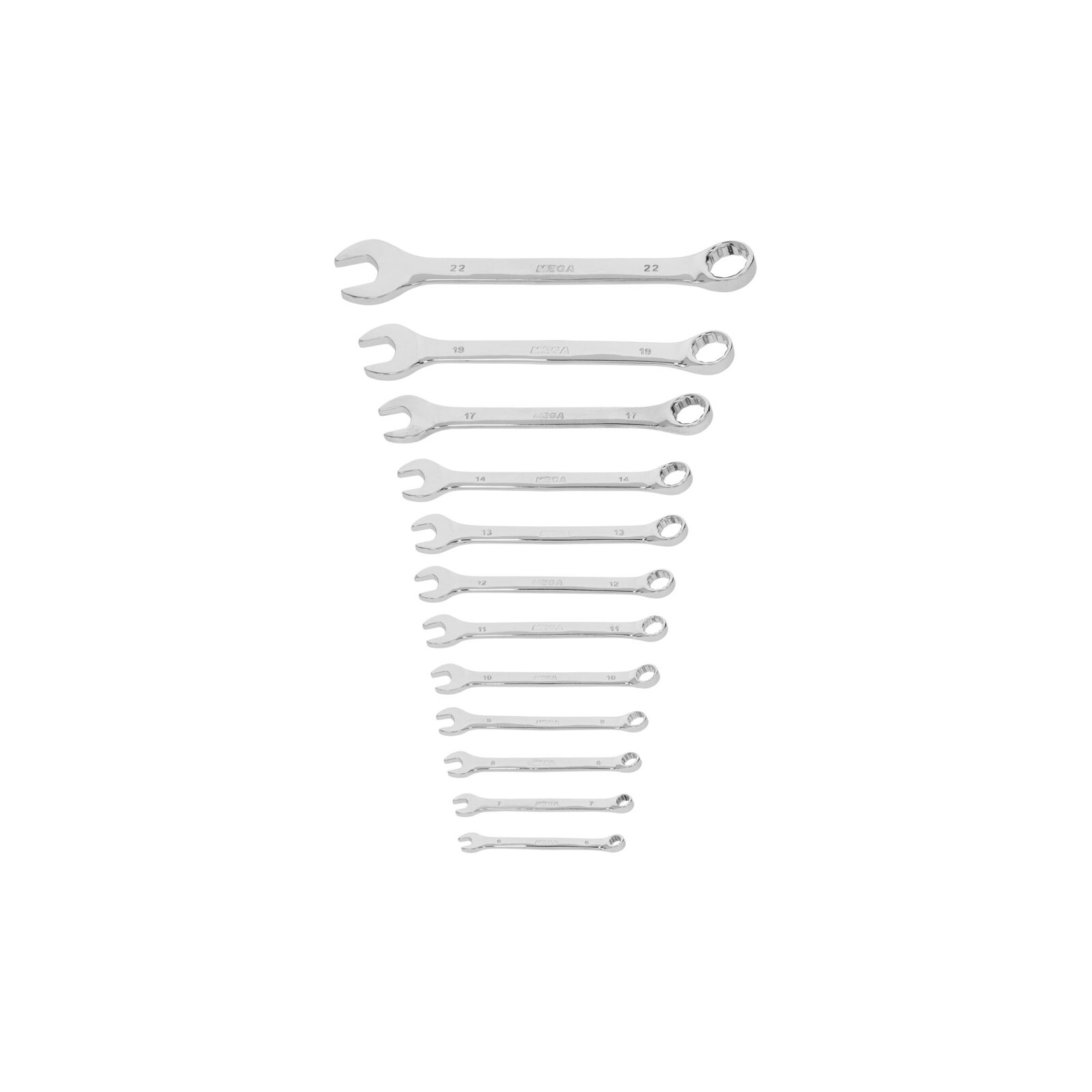 U-ringnyckelsats, kombinyckelsats, blocknyckelsats, 12st - DIN 3113, 6-22 mm Mega - 5