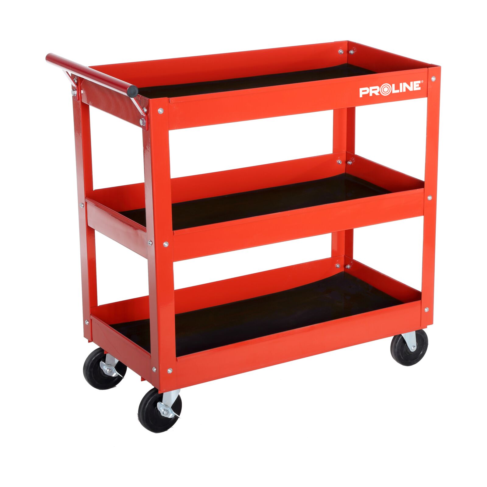 PROLINE TOOLS Verktygsvagn 3 hyllor 200 kg, Stål 2 mm, Gummimattor, Broms, 73 x 38 x 76 cm, Proline - 2