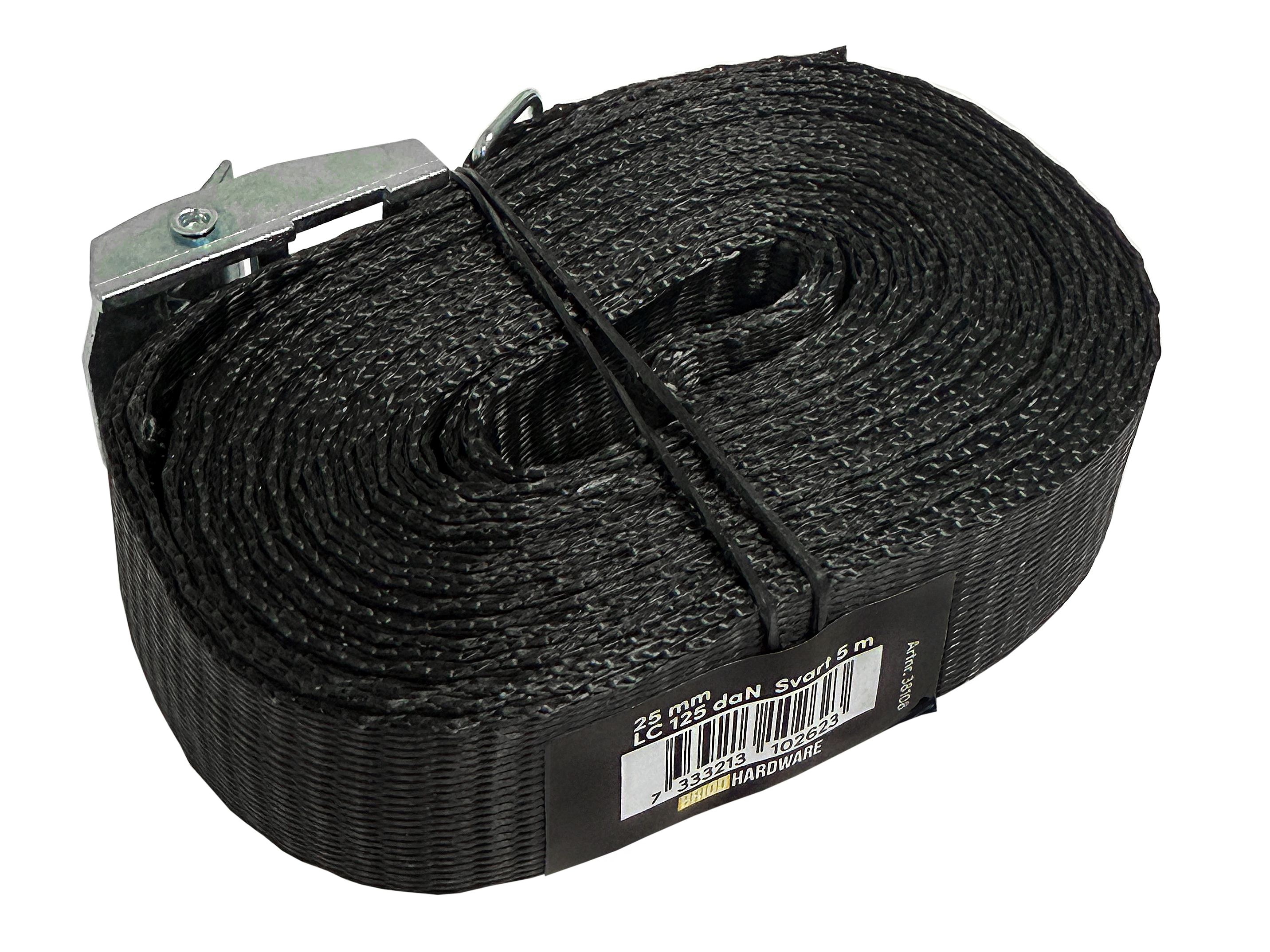 Spännband 25 mm, 5,0 m svart LC: 125 daN Briod Hardware
