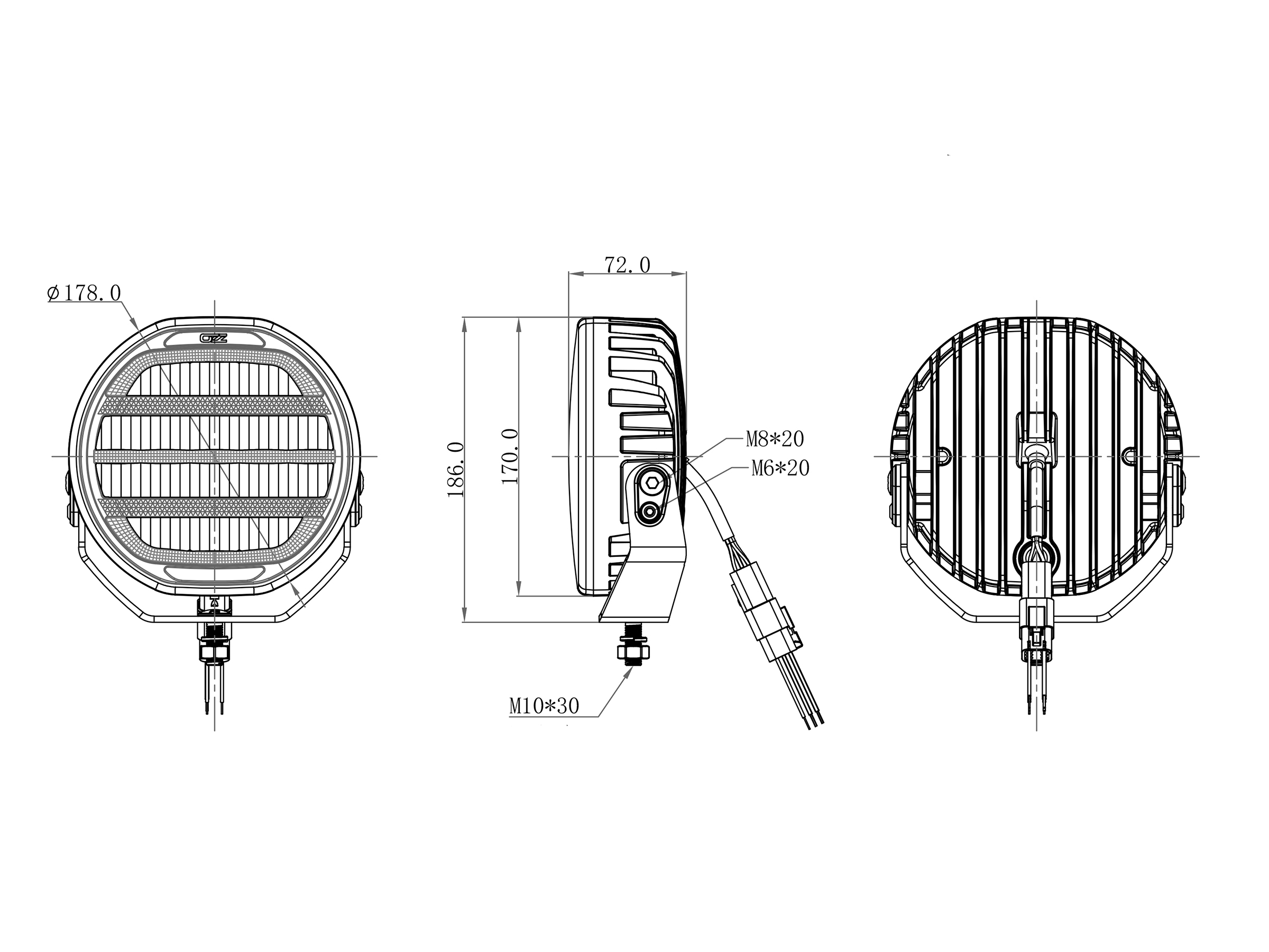 OZZ XR2 P7” LED Extraljus Svart – 24 st - 3