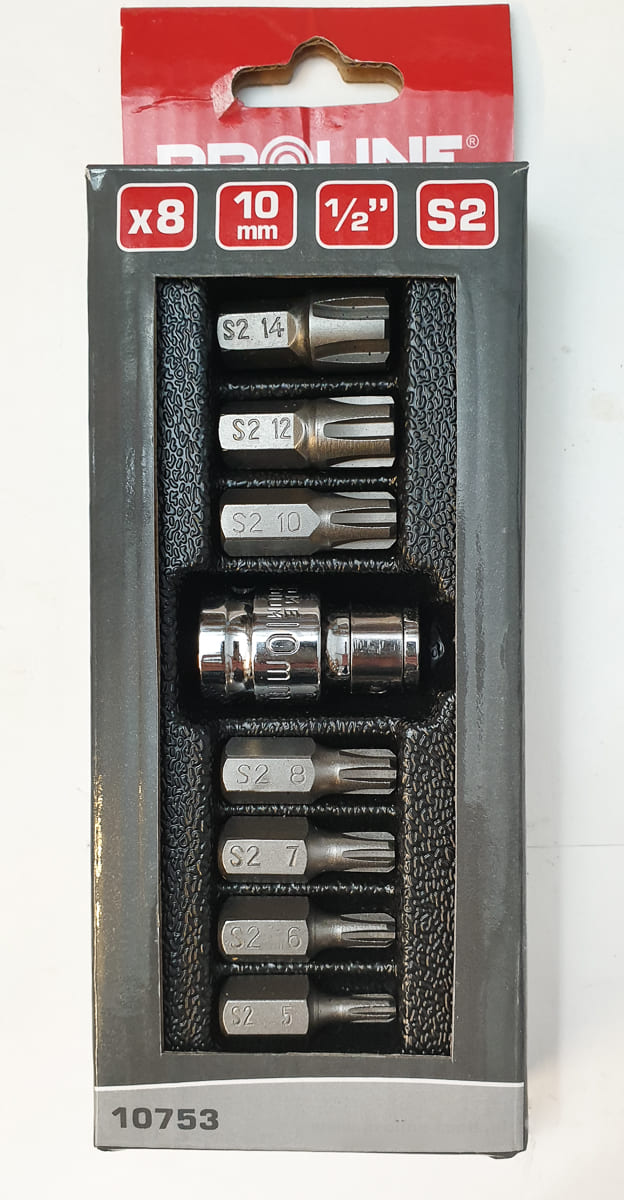 PROLINE TOOLS Sats med 8st RIBE bits M5-M14, S2, Proline