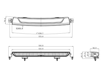 OZZ 20” svart ledramp utan pos med dynamisk reflektor 533 mm