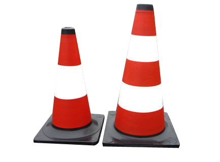 White-Red Road Bollard 50 cm Reflective