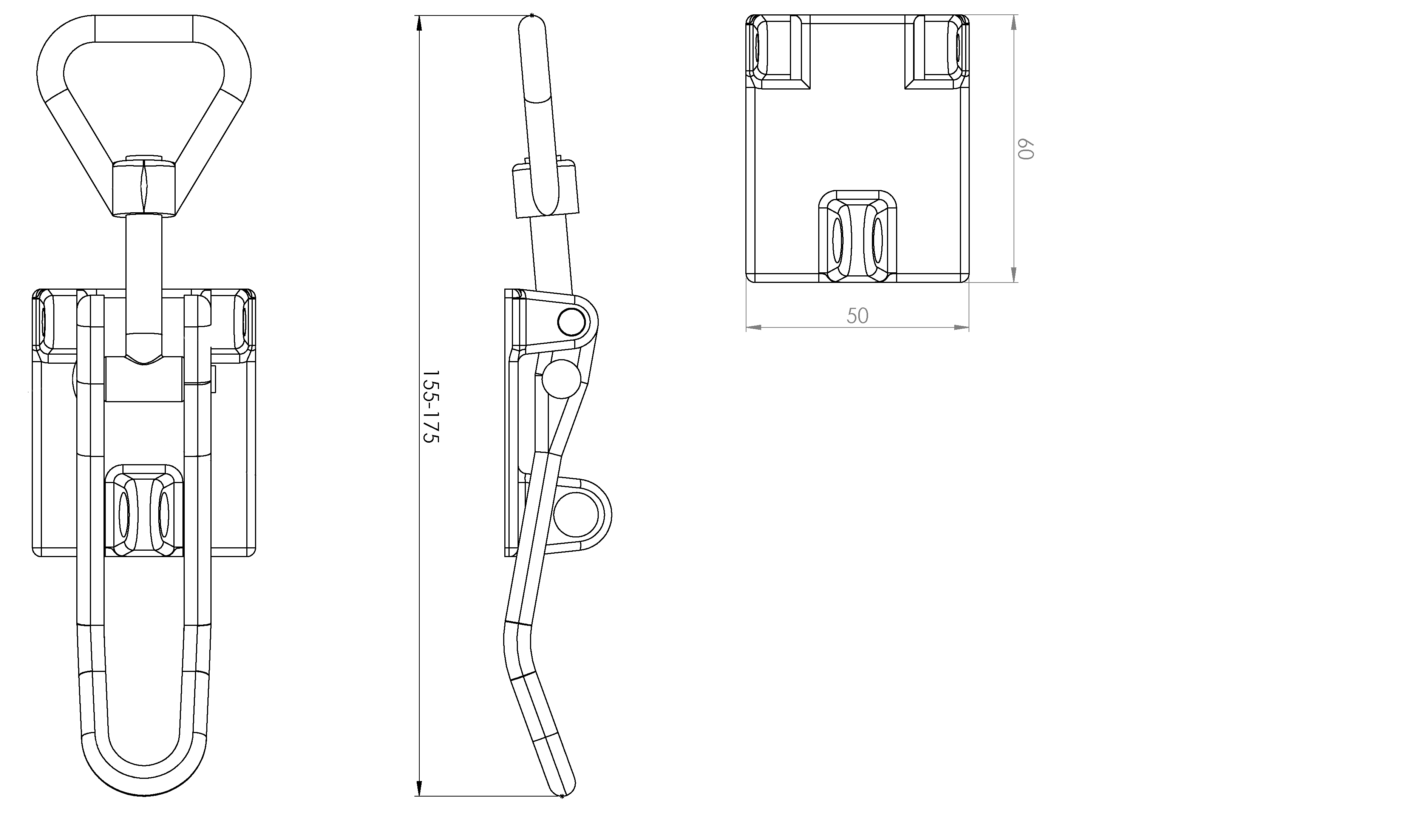 Excenterlås 155-175 mm obehandlat med låsögla - 2