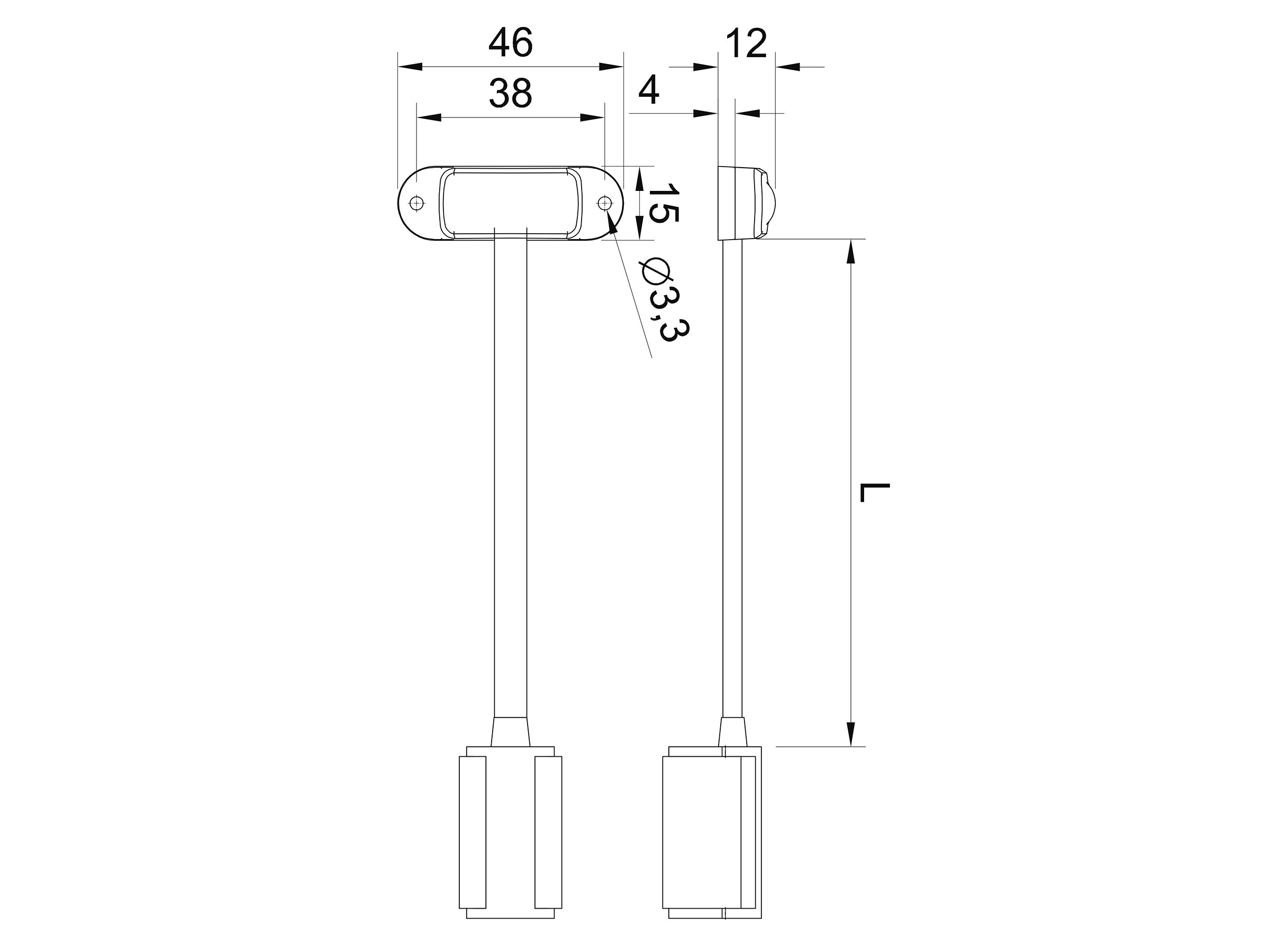 BriodLights Liten pos lampa led 12V, röd, m QS150 kontakt - 5