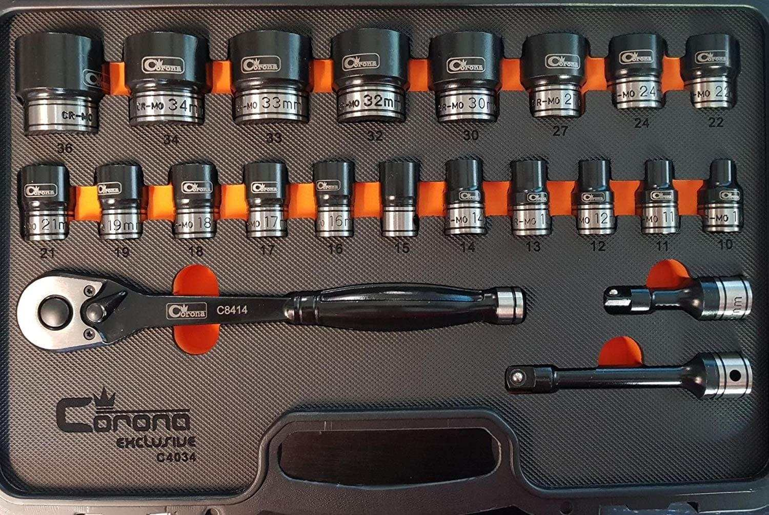 Hylsnyckelsats 1/2, tunna tåliga krafthylsor CR-MO och spärrhandtag, 22 delar, Richmann Exclusive - 2