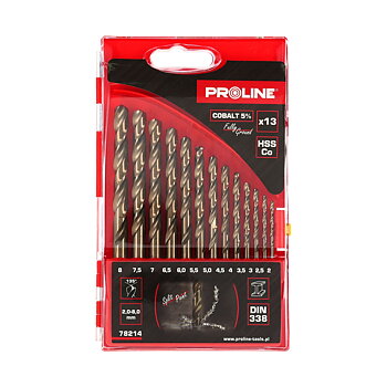 PROLINE TOOLS 13 Delar HSSCO Spiralborr DIN338 (2-8 mm), Proline