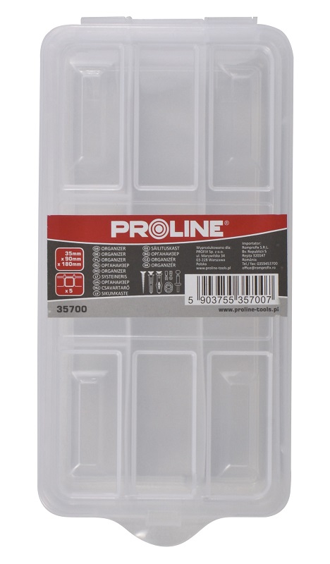 PROLINE TOOLS Förvaringsbox, organiser 5 fack 3, 5 x 9x18 cm, Proline