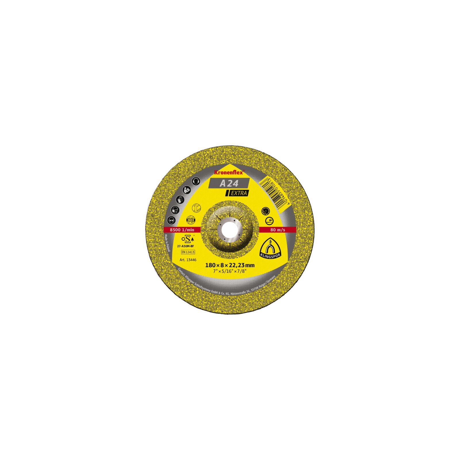 Klingspor Depressed Centre Grinding Discs for Metal-230*6.0*22 Convex