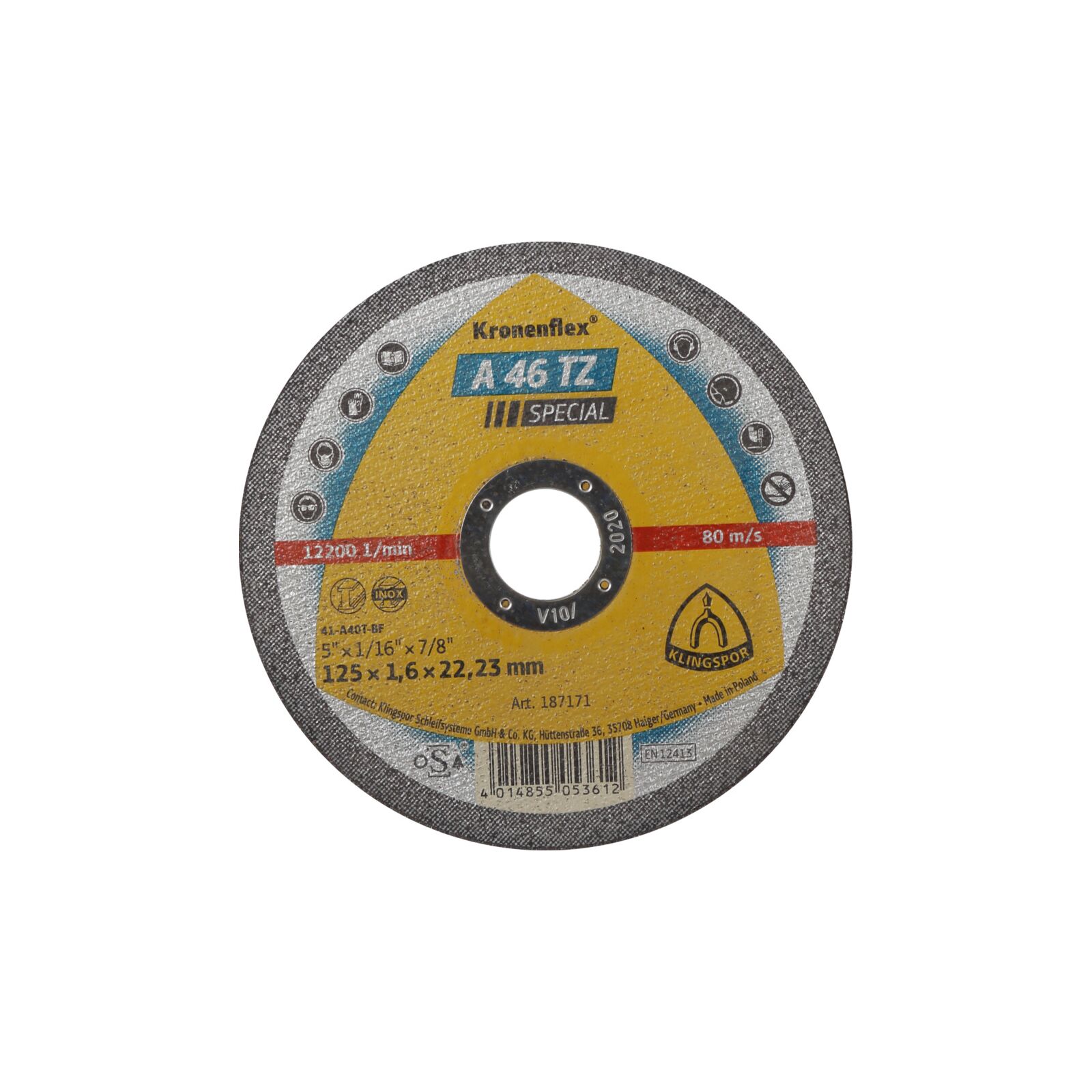 Kapskiva för metall 125 x 1.6 x 22 platt, Klingspor