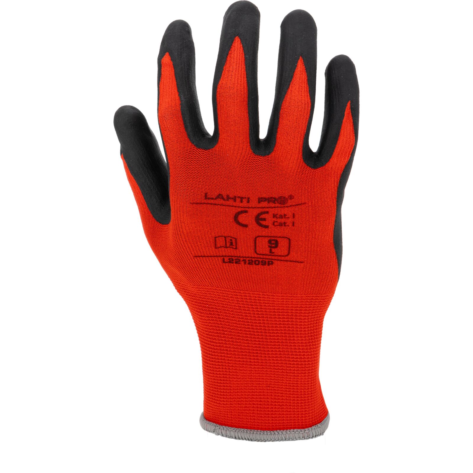 LahtiPro Nitrilhandskar, arbetshandskar svart-röda, CE, LAHTI (Handskestorlek : 9 [L] Handlängd 19,2cm Omkrets 22,9cm)