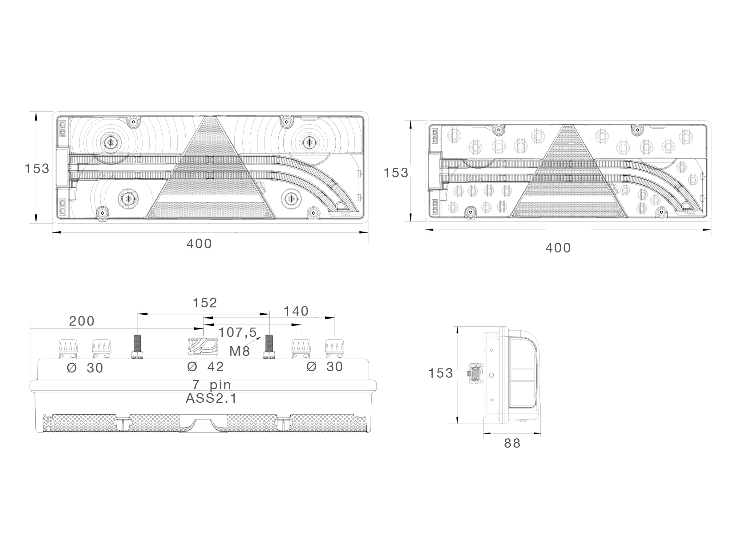 Baklampa Europoint III FULL-LED höger 7p ASS2.1 anslutning