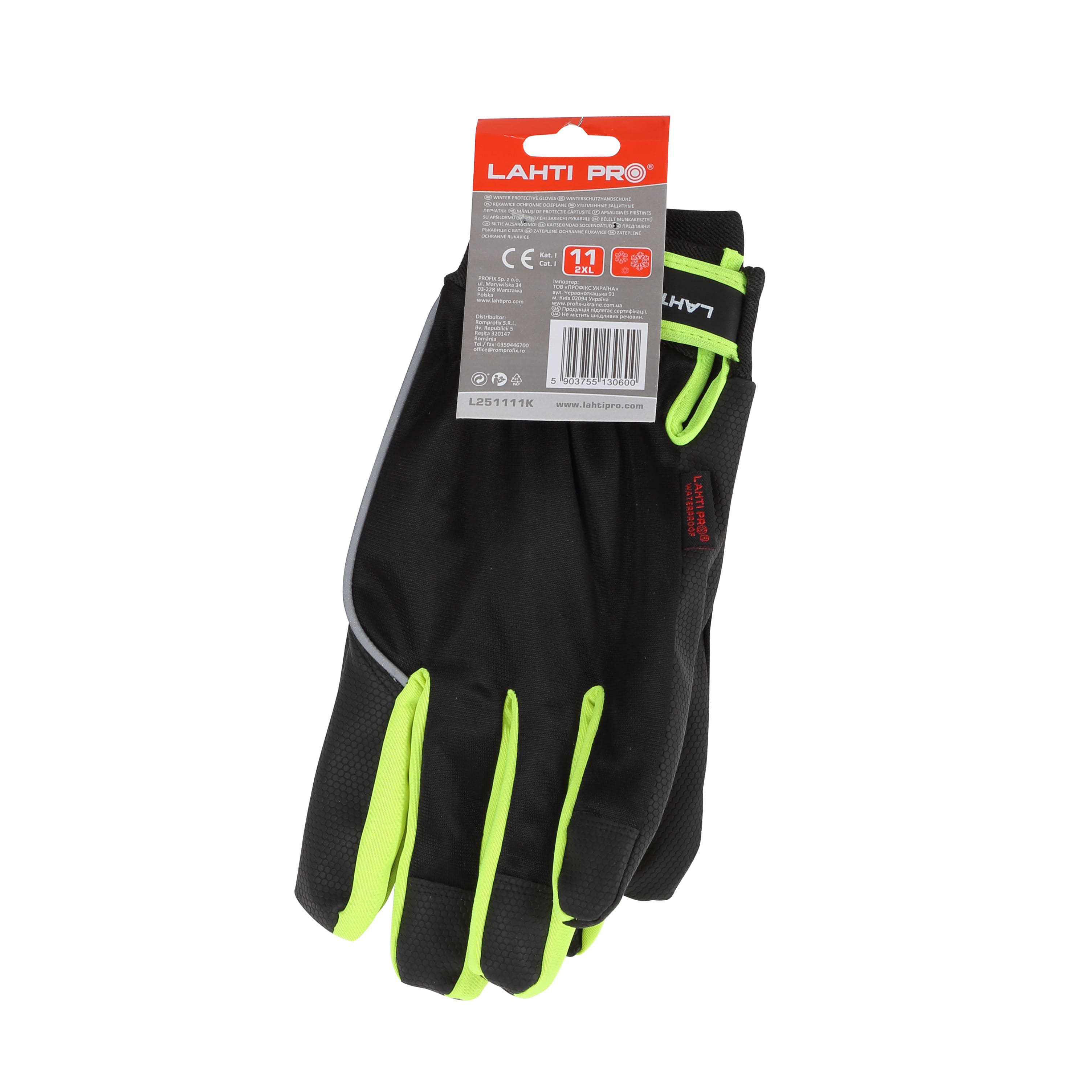 LahtiPro Arbetshandskar värmefodrade, fleece, vattentåliga, kardborre, LAHTI PRO (Handskestorlek : 11 [XXL] Handlängd 21,5cm Omkrets 27,9cm) - 2