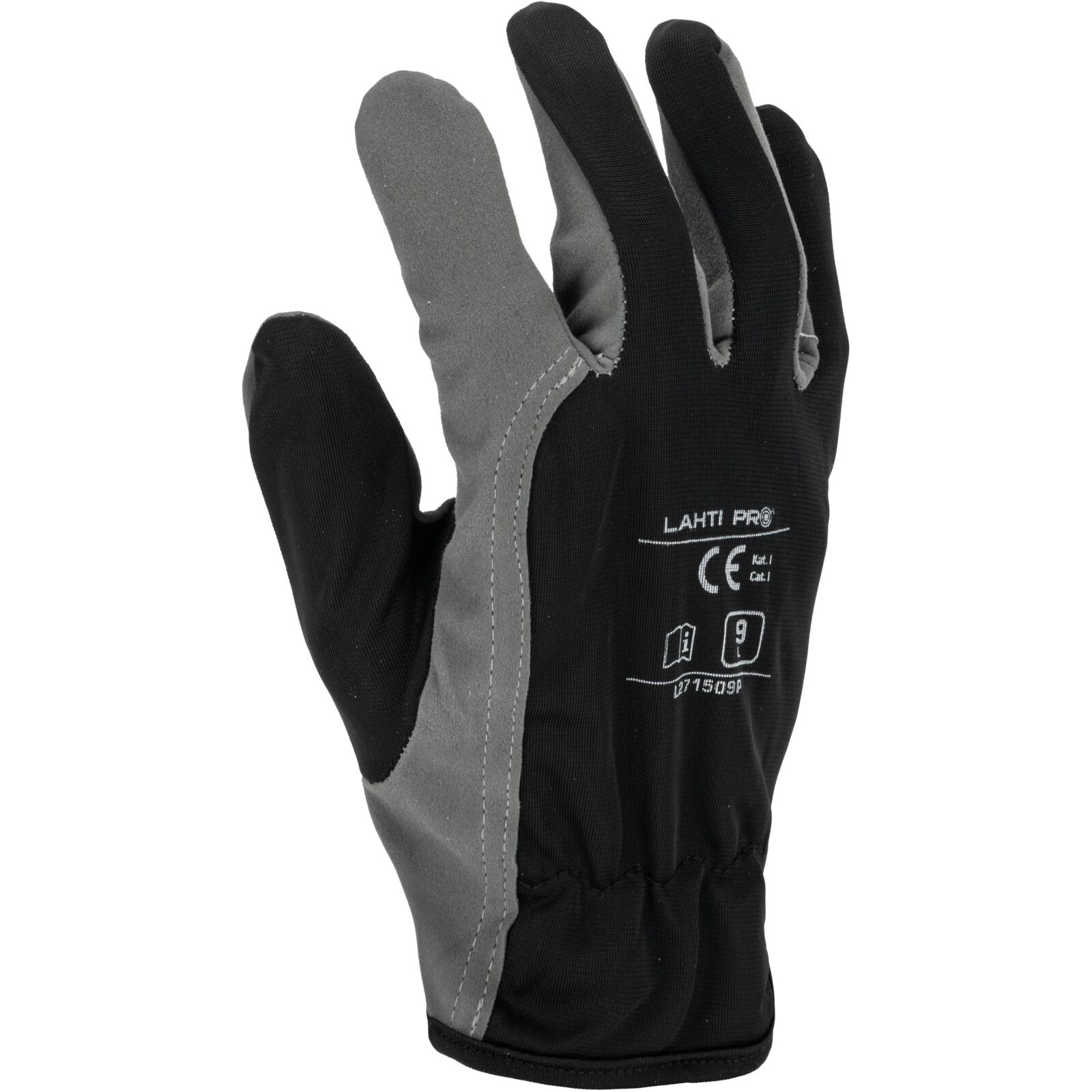 LahtiPro Arbetshandskar, konstläder, svart-gråa, CE, LAHTI (Handskestorlek : 11 [XXL] Handlängd 21,5cm Omkrets 27,9cm)