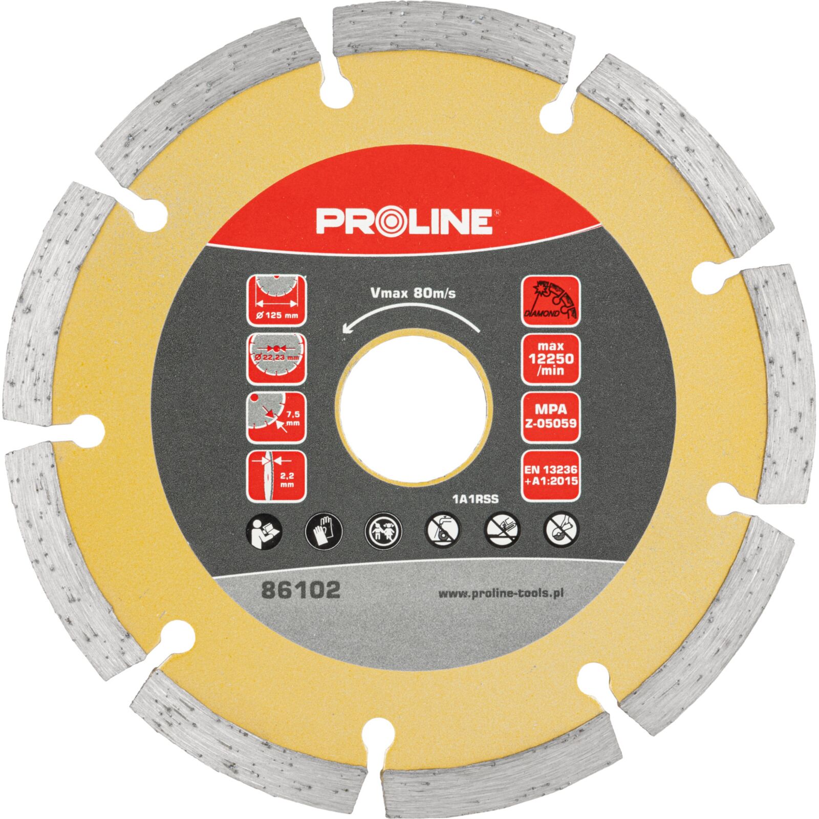 PROLINE TOOLS Segmenterad Diamantskiva 125 mm, Tjocklek 2.2 mm, Diameter 22.23 mm, Proline