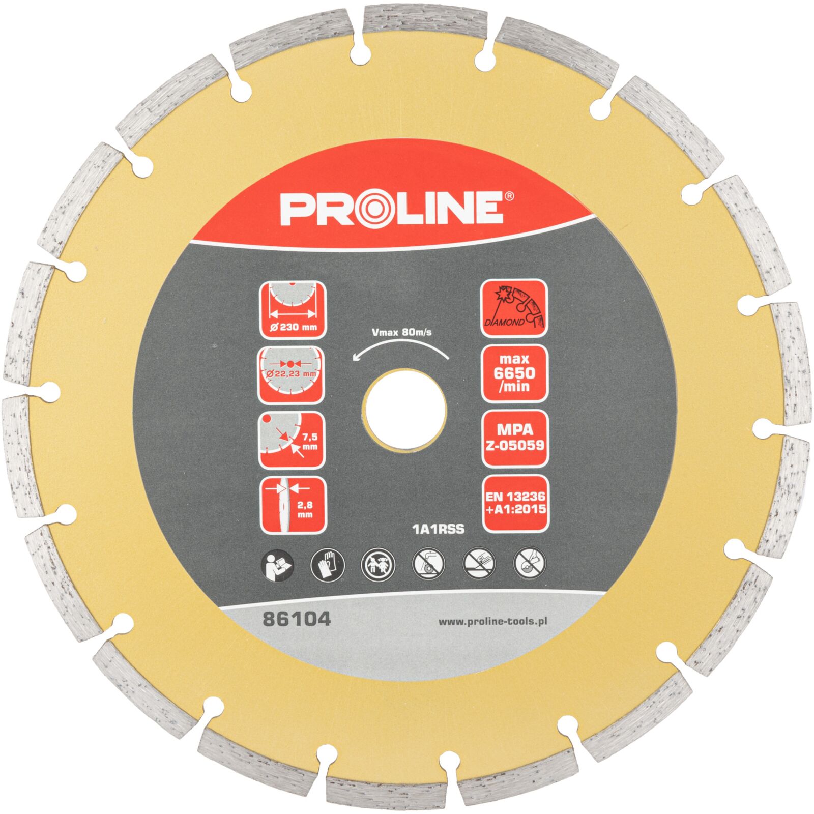 PROLINE TOOLS Segmenterad Diamantskiva 230 mm, Tjocklek 2.8 mm, Hål 22.23 mm, Proline