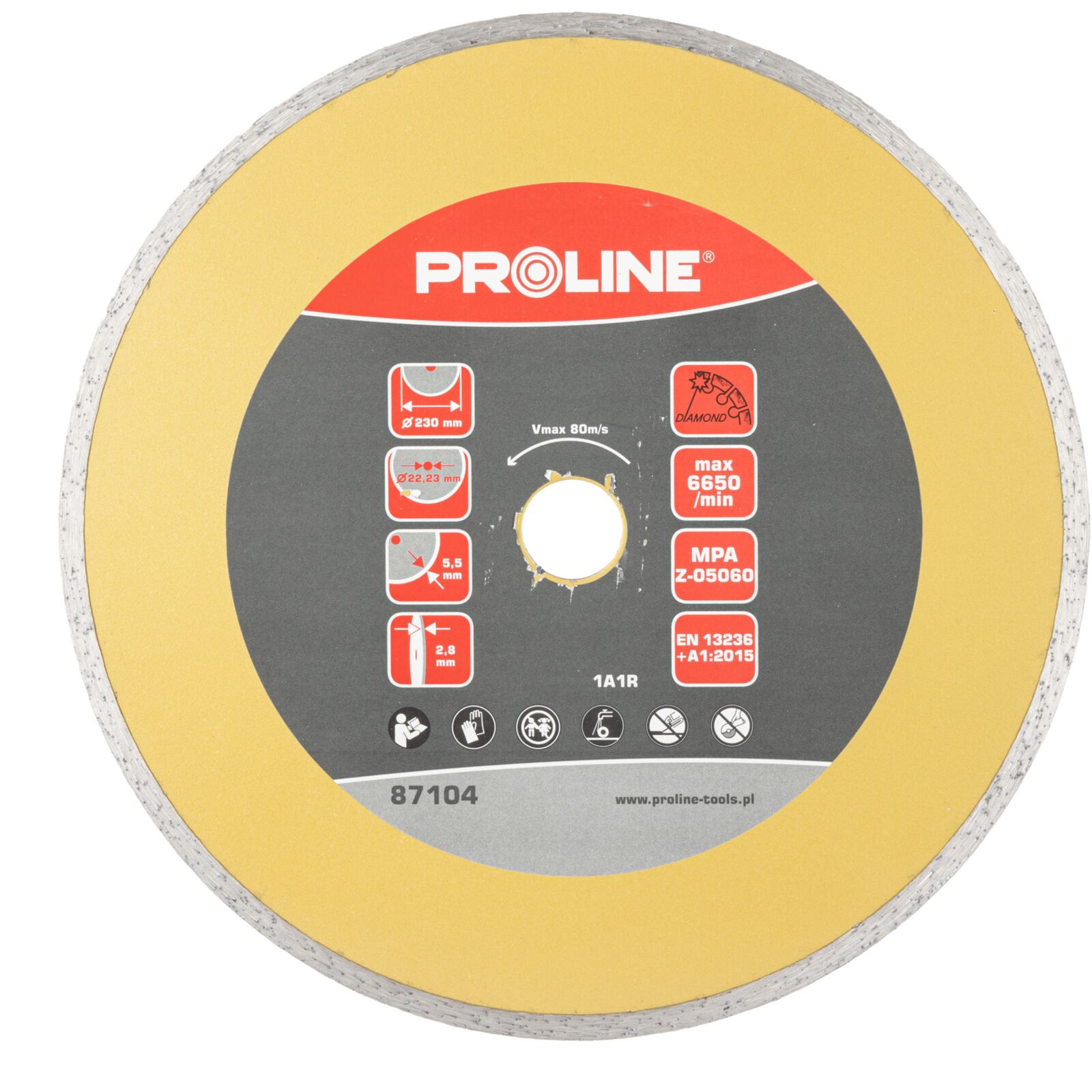 PROLINE TOOLS Kontinuerlig Diamantskiva 230 mm, Tjocklek 2.8 mm, Hål 22.23 mm, Proline