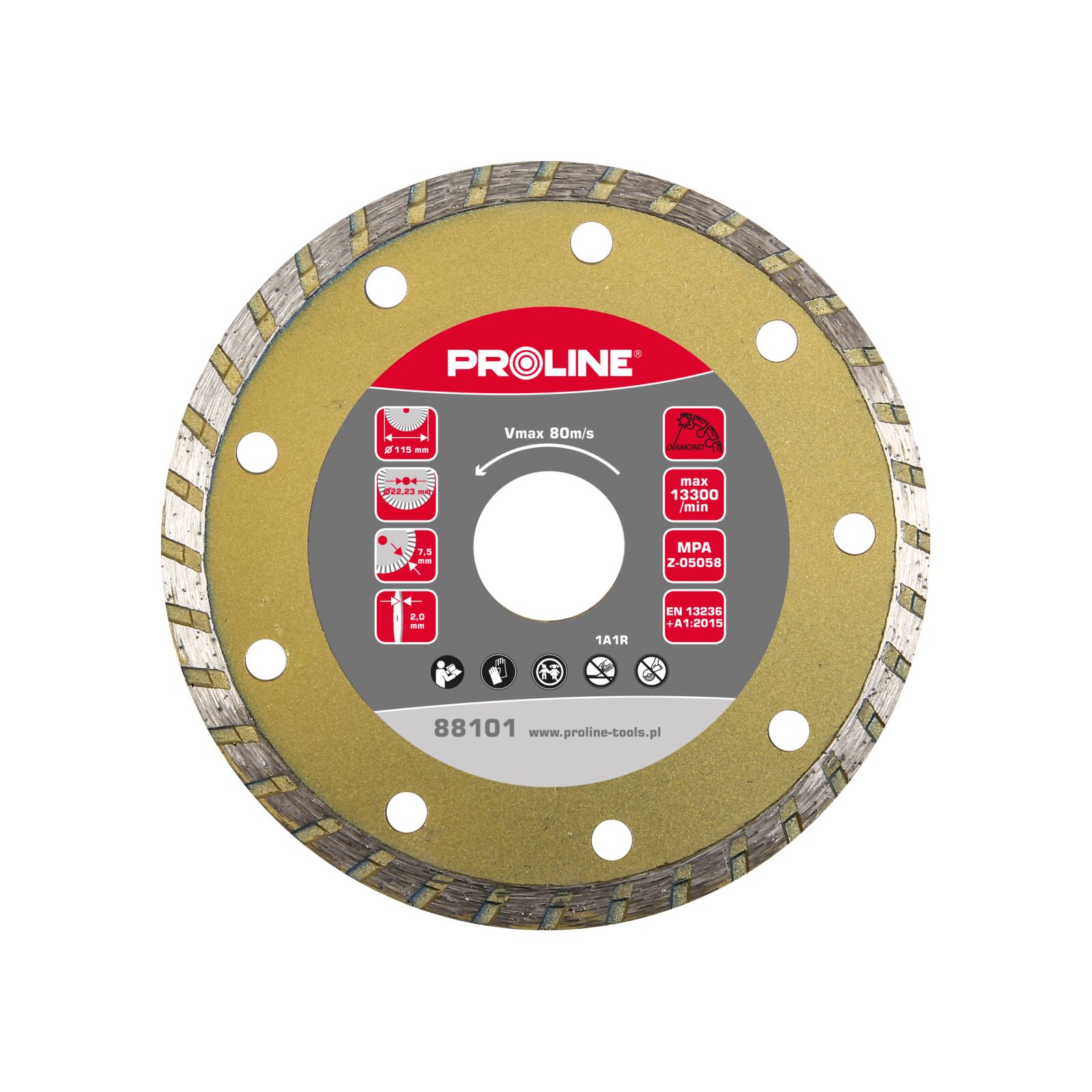 PROLINE TOOLS Turbo Diamantskiva 180 mm, Tjocklek 2.7 mm, Hål 22.23 mm, Proline