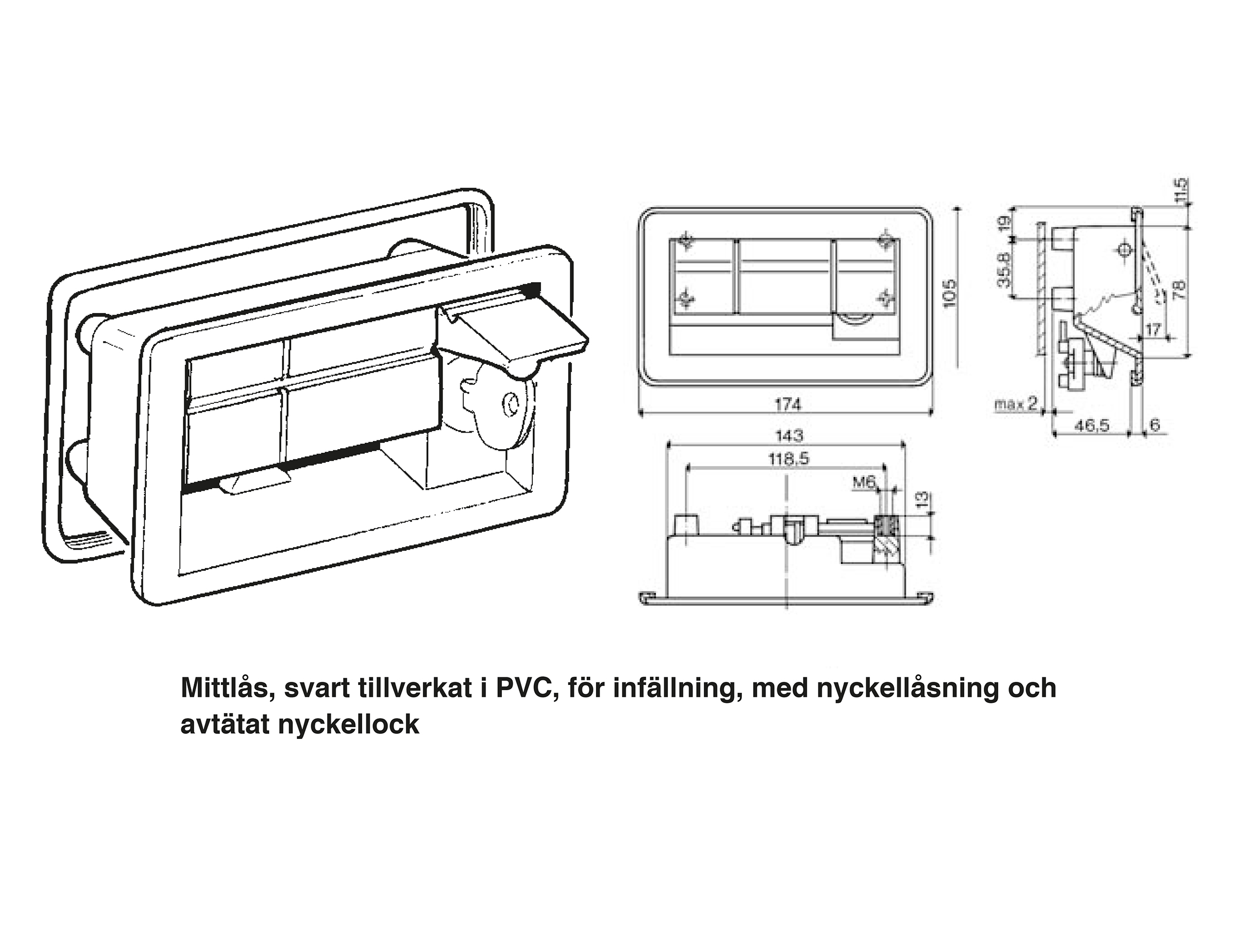 Klafflås 174x109 mm med nyckellåsning - 2
