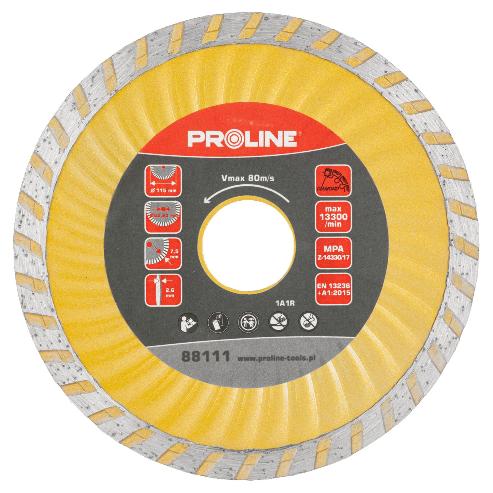 PROLINE TOOLS Super Turbo Diamantskiva 115 mm, Tjocklek 2.2 mm, Arbetsdjup 7.2 mm, 22.2 mm, Proline