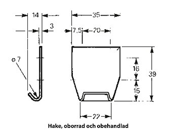 Hake obehandlad, oborrad 22x35x39 mm