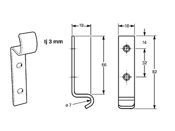 Hake förzinkad borrad 18x82 mm