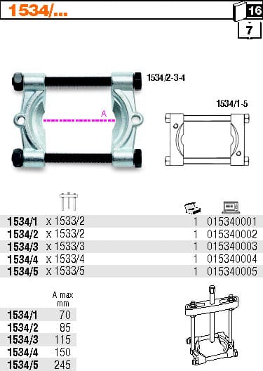 Avdragare Sats 5–220 mm med Förlängare och Separator, BETA Tools (Storlek (mm) : 1) - 7