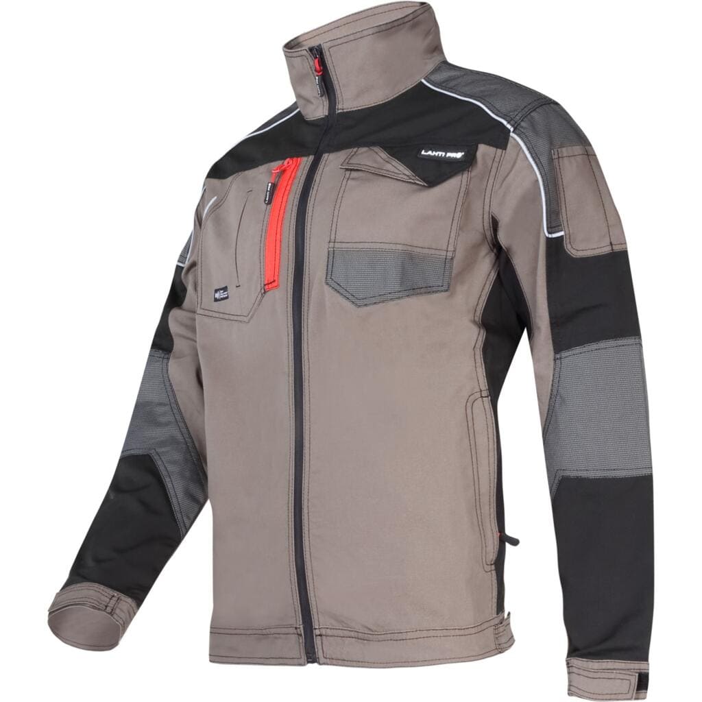LahtiPro Jacka Slim Fit med strech, friluftsjacka, arbetsjacka, skyddsjacka, khaki-svart, CE, LAHTI (Storlek : S)